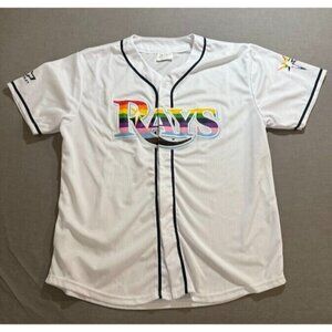 Tampa Bay Rays‎ Rainbow Match-Up Baseball Jersey Extra Large White Button.